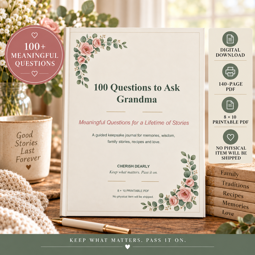 100 Questions to Ask Grandma - Printable Conversation & Memory Prompts