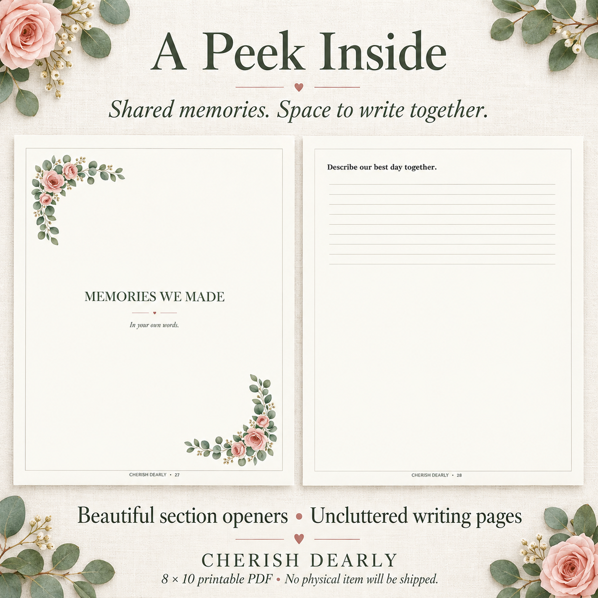 Grandma & Me - Printable Shared Memory Journal