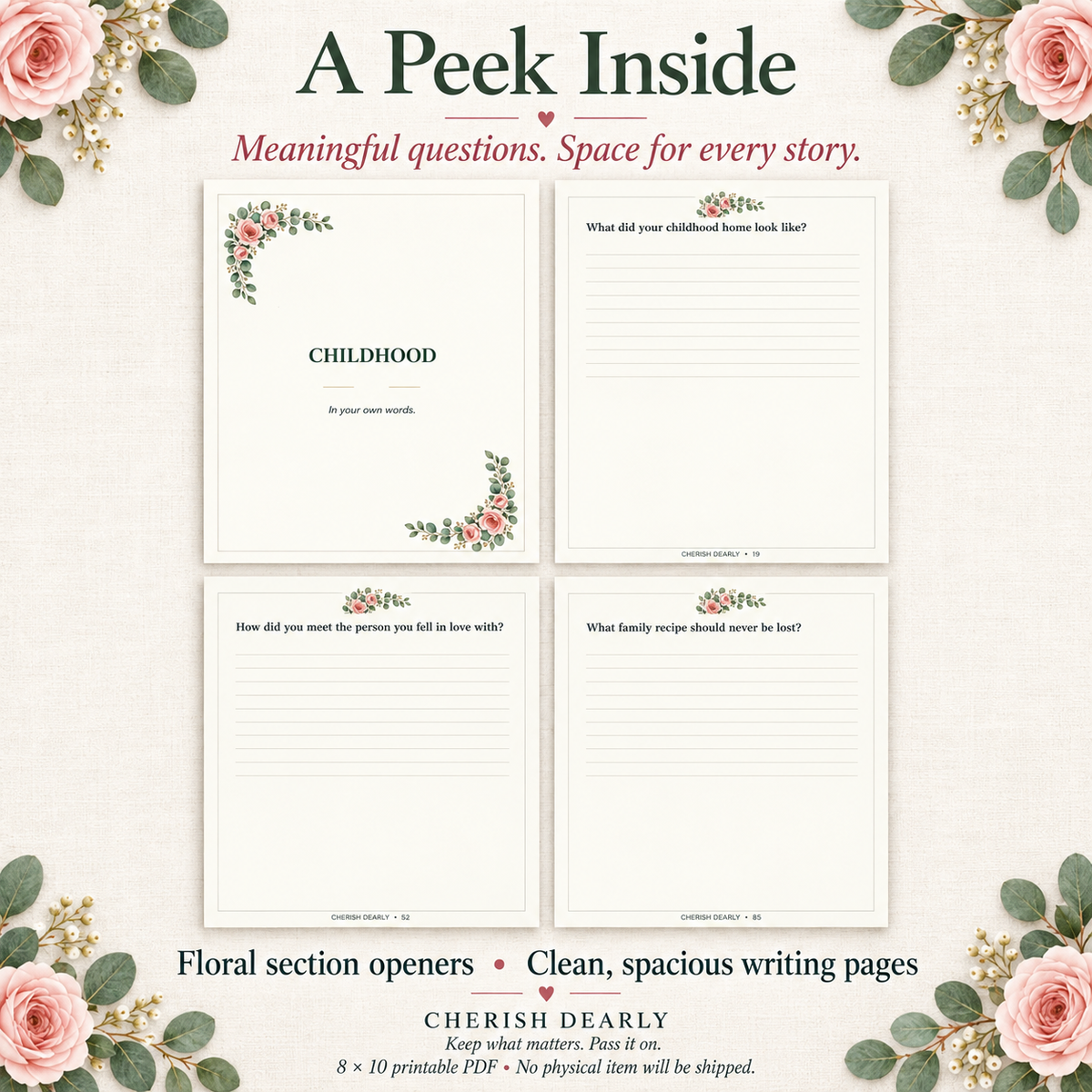 100 Questions to Ask Grandma - Printable Conversation & Memory Prompts