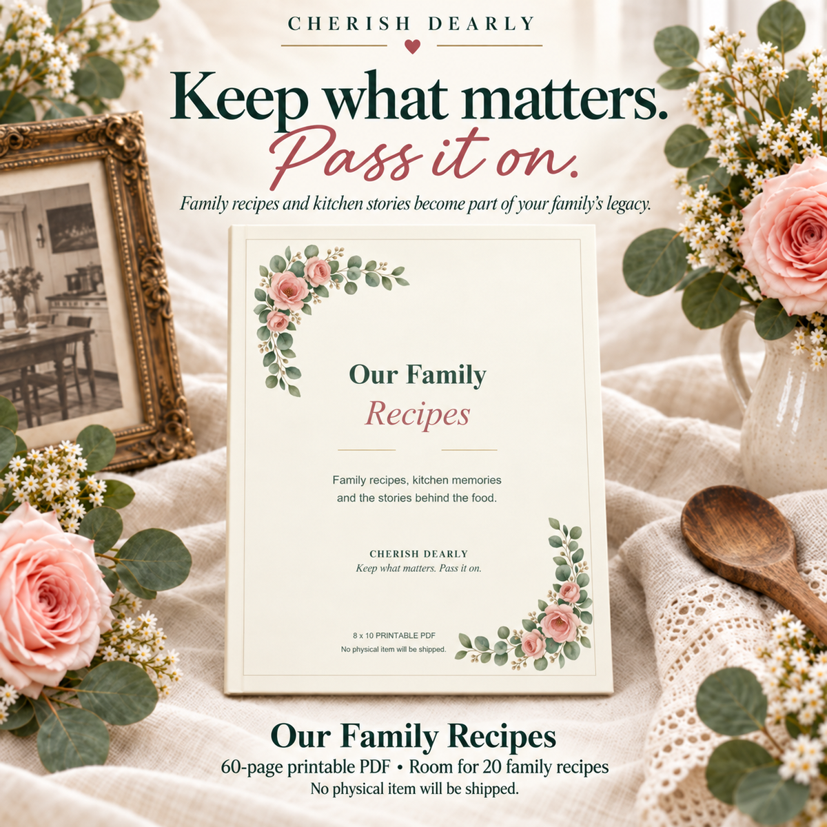 Our Family Recipe Book - Printable Recipe & Family Memory Keepsake