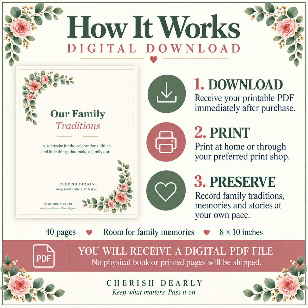 Our Family Traditions - Printable Family Keepsake Journal