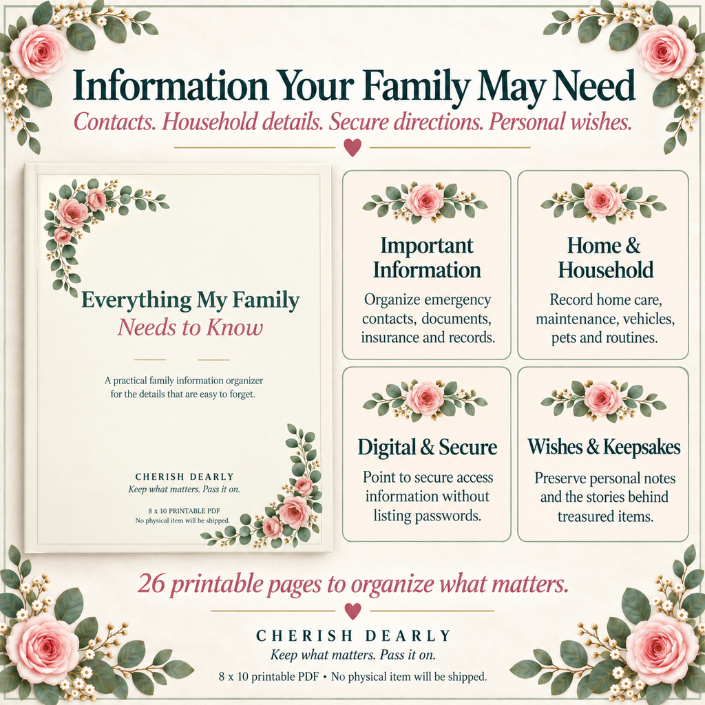 Everything My Family Needs to Know - Printable Family Information Organizer