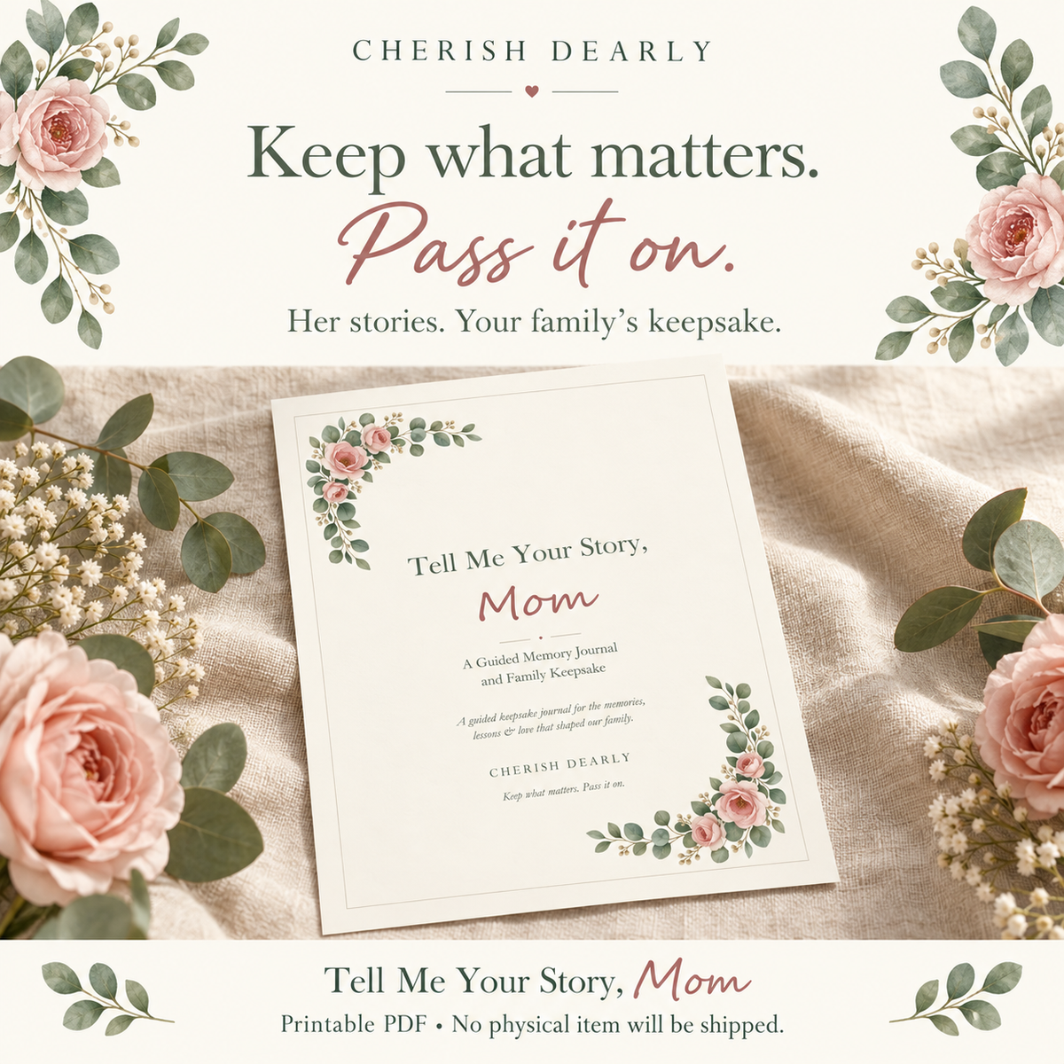 Tell Me Your Story, Mom - Guided Memory Journal & Family Keepsake