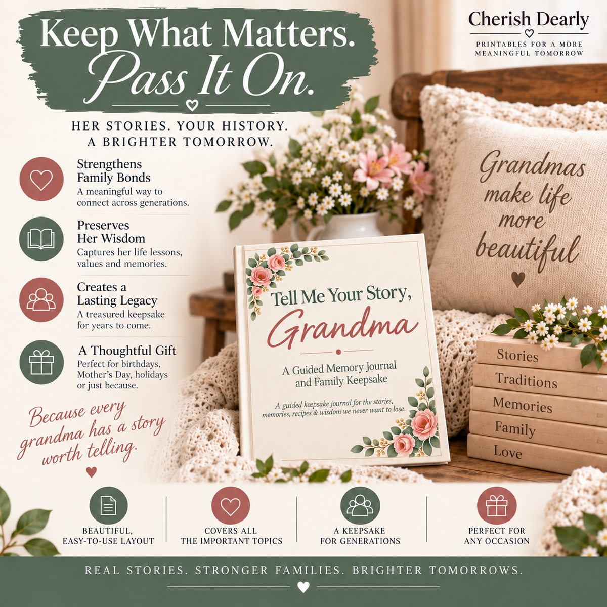 Tell Me Your Story, Grandma - Guided Memory Journal & Family Keepsake