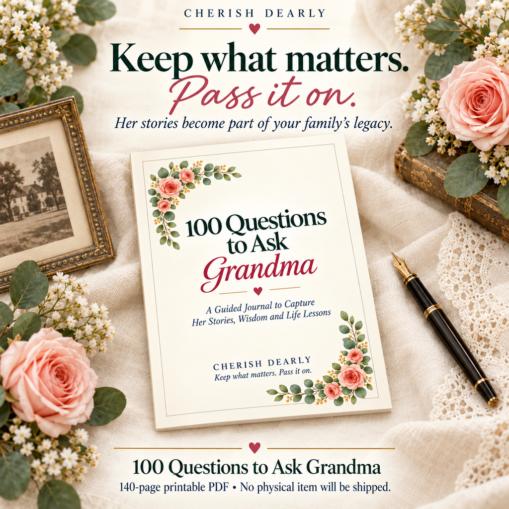 100 Questions to Ask Grandma - Printable Conversation & Memory Prompts