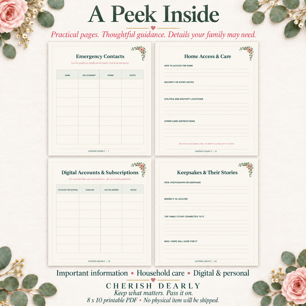 Everything My Family Needs to Know - Printable Family Information Organizer