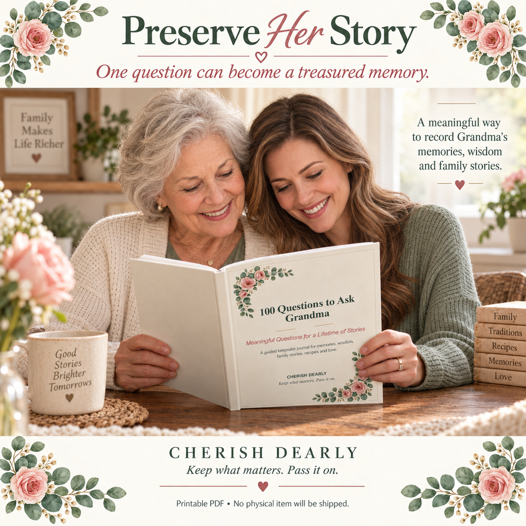 100 Questions to Ask Grandma - Printable Conversation & Memory Prompts