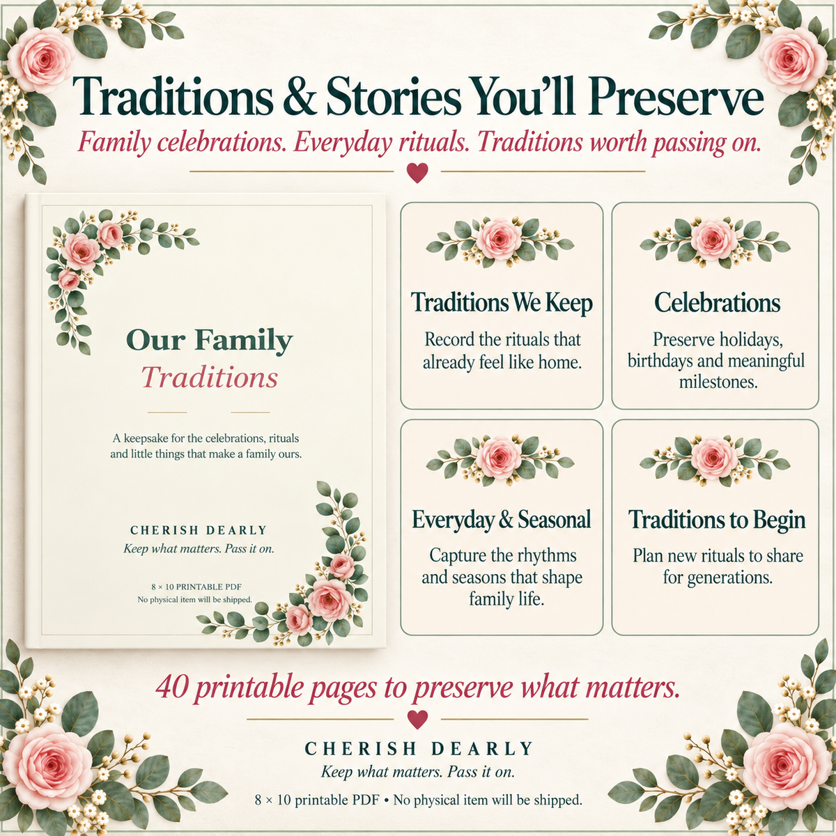 Our Family Traditions - Printable Family Keepsake Journal
