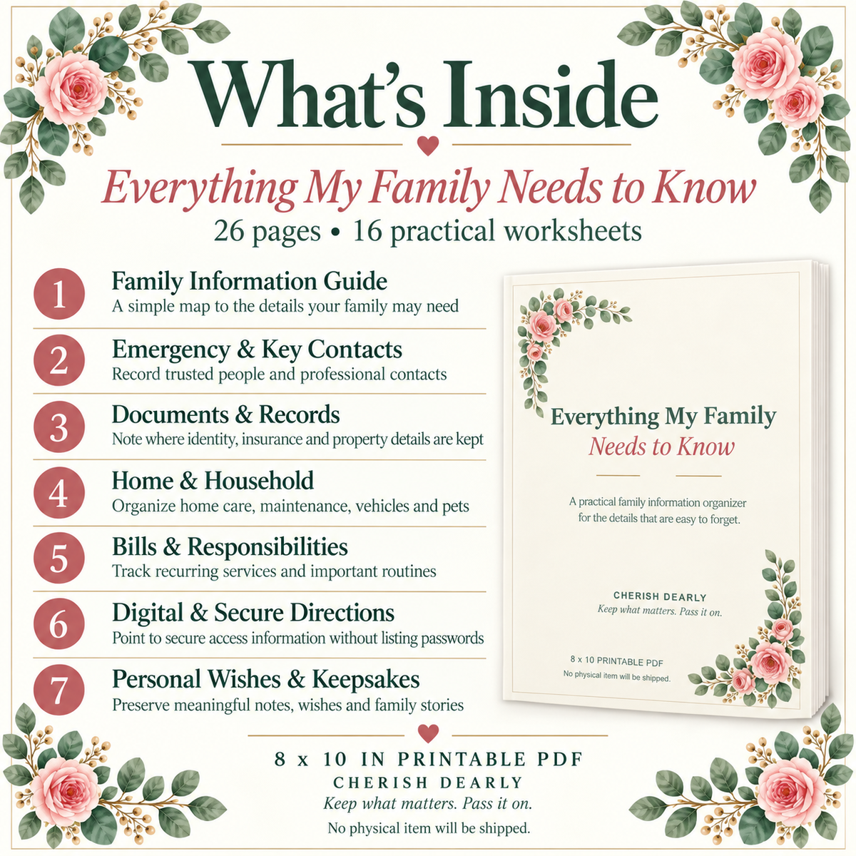 Everything My Family Needs to Know - Printable Family Information Organizer