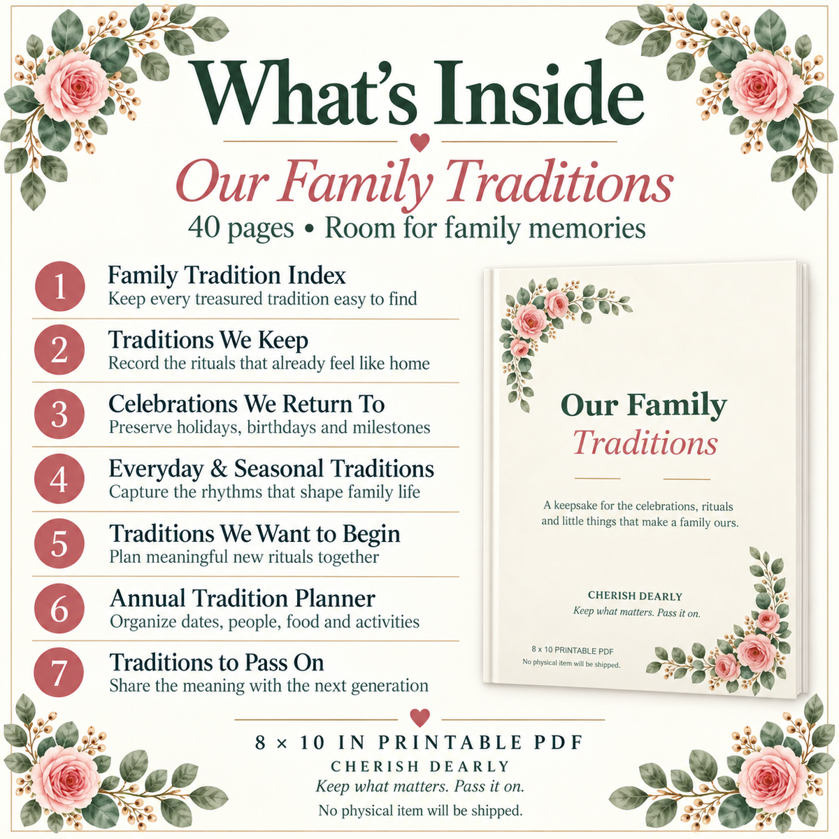 Our Family Traditions - Printable Family Keepsake Journal