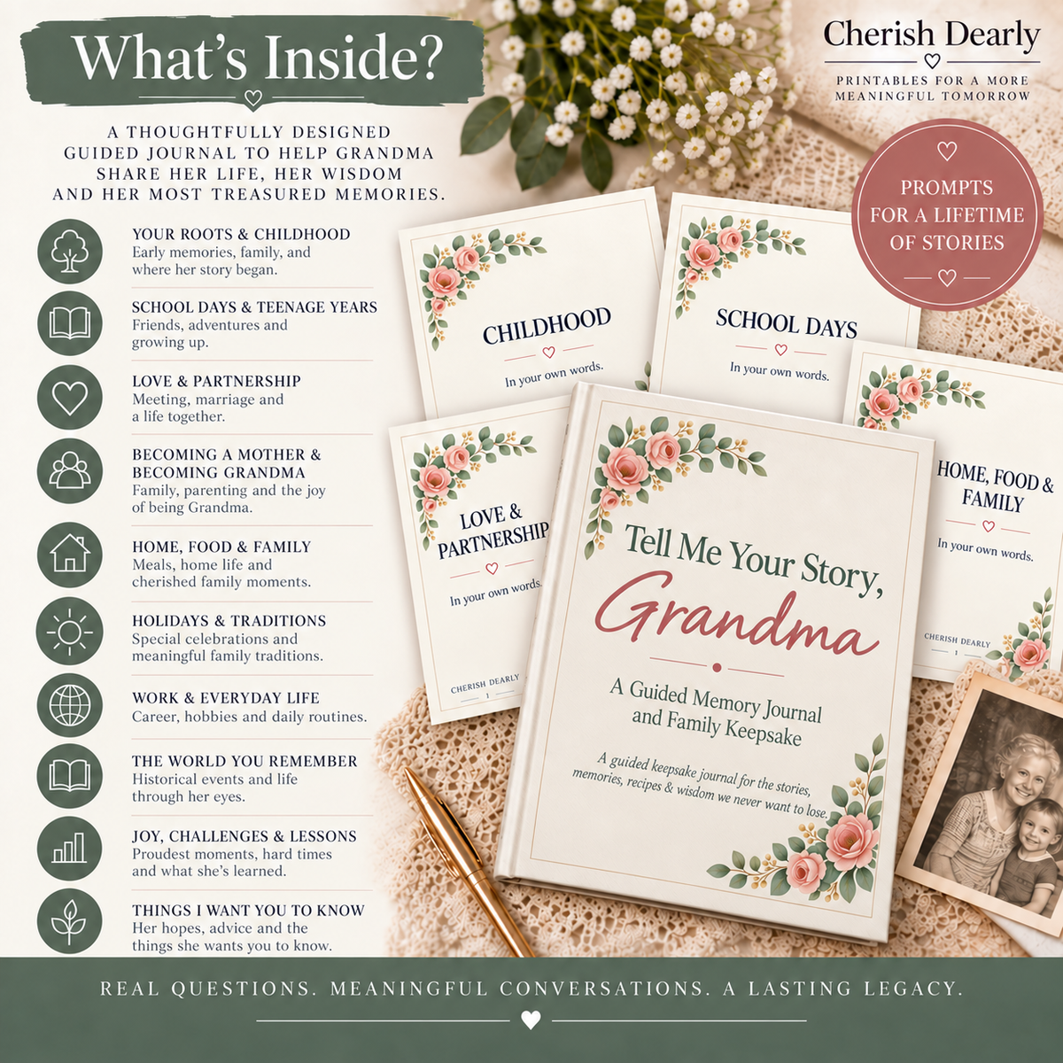 Tell Me Your Story, Grandma - Guided Memory Journal & Family Keepsake