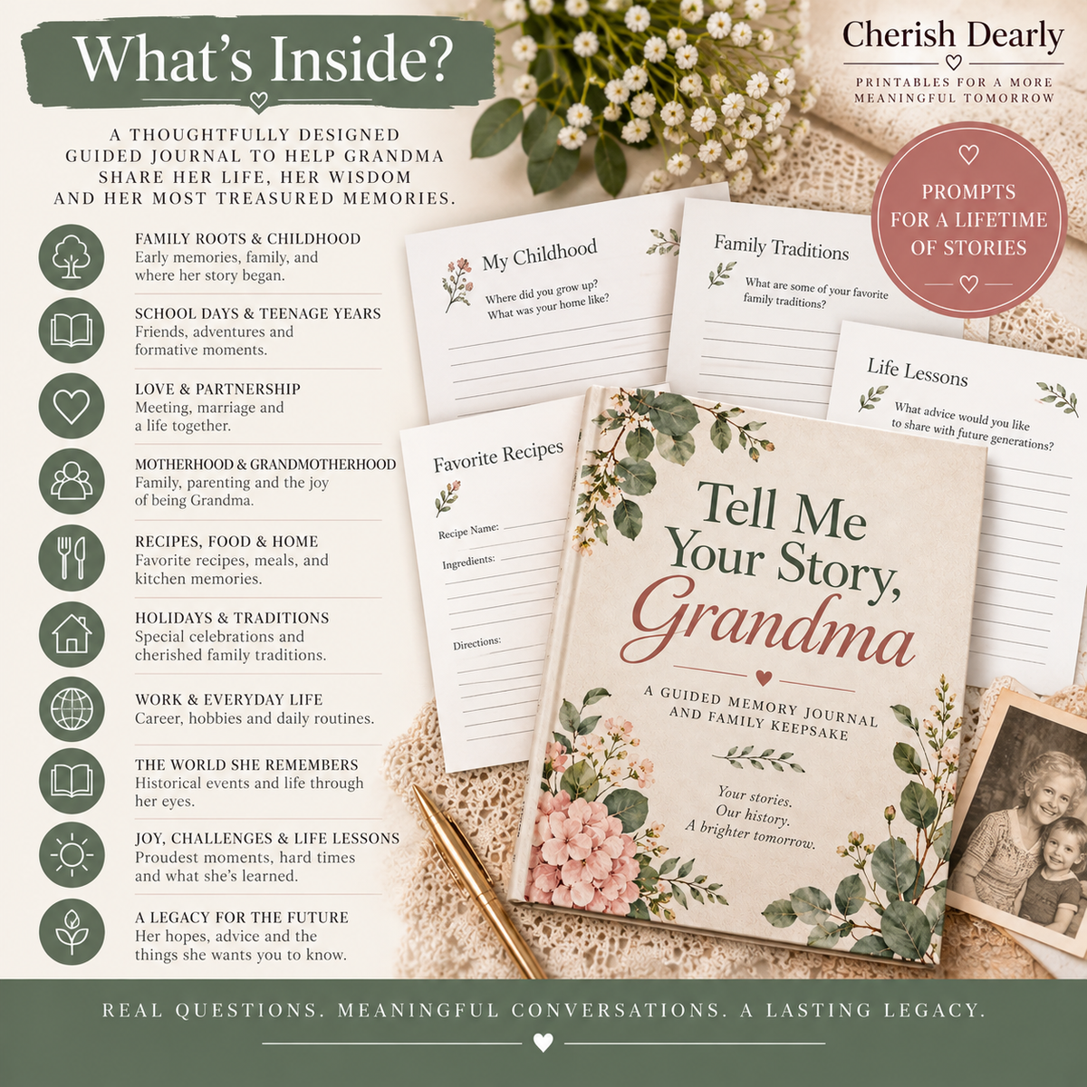 Tell Me Your Story, Grandma - Guided Memory Journal & Family Keepsake