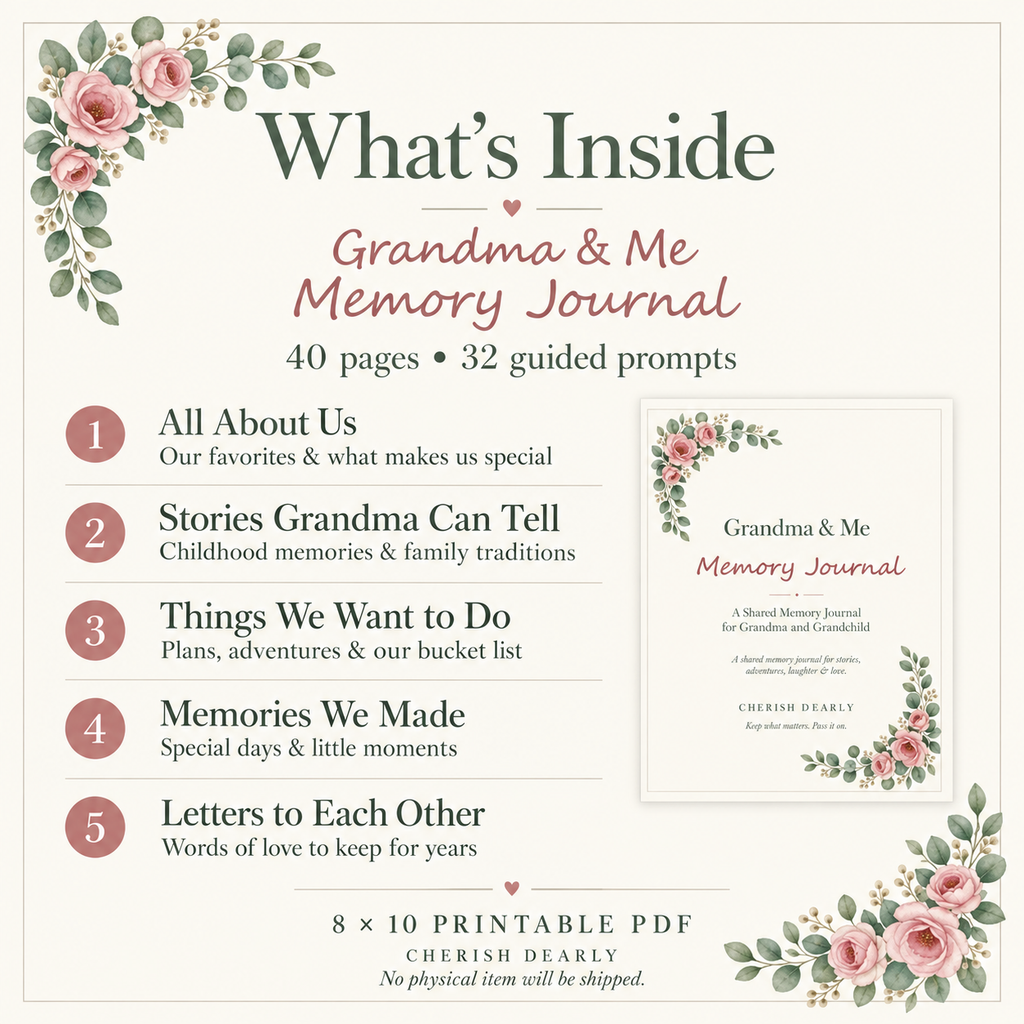 Grandma & Me - Printable Shared Memory Journal